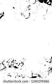 Grunge overlay layer. Abstract black and white vector background. Monochrome vintage surface with dirty pattern in cracks, spots, dots. Old wall in dark horror style design