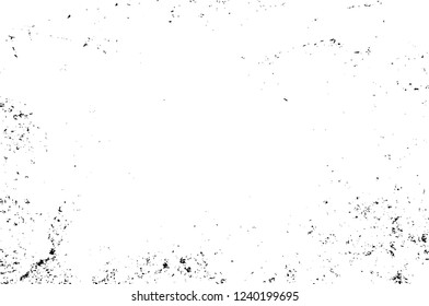 Grunge overlay layer. Abstract black and white vector background. Monochrome vintage surface with dirty pattern in cracks, spots, dots. Old wall in dark horror style design