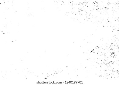 Grunge overlay layer. Abstract black and white vector background. Monochrome vintage surface with dirty pattern in cracks, spots, dots. Old wall in dark horror style design