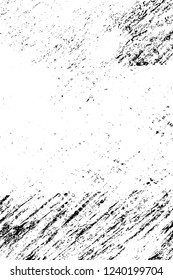 Grunge overlay layer. Abstract black and white vector background. Monochrome vintage surface with dirty pattern in cracks, spots, dots. Old wall in dark horror style design