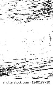 Grunge overlay layer. Abstract black and white vector background. Monochrome vintage surface with dirty pattern in cracks, spots, dots. Old wall in dark horror style design