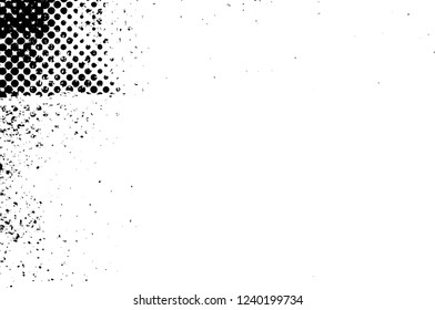 Grunge overlay layer. Abstract black and white vector background. Monochrome vintage surface with dirty pattern in cracks, spots, dots. Old wall in dark horror style design
