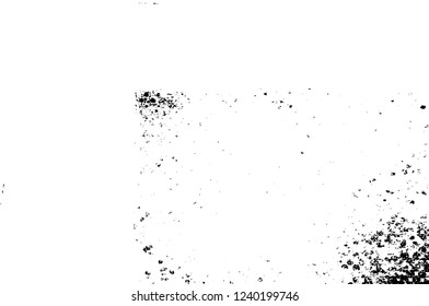 Grunge overlay layer. Abstract black and white vector background. Monochrome vintage surface with dirty pattern in cracks, spots, dots. Old wall in dark horror style design
