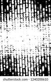 Grunge overlay layer. Abstract black and white vector background. Monochrome vintage surface with dirty pattern in cracks, spots, dots. Old wall in dark horror style design