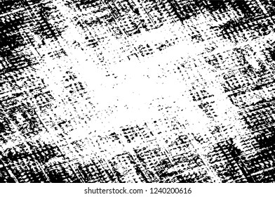 Grunge overlay layer. Abstract black and white vector background. Monochrome vintage surface with dirty pattern in cracks, spots, dots. Old wall in dark horror style design