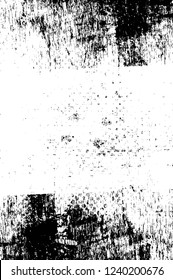 Grunge overlay layer. Abstract black and white vector background. Monochrome vintage surface with dirty pattern in cracks, spots, dots. Old wall in dark horror style design