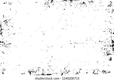 Grunge overlay layer. Abstract black and white vector background. Monochrome vintage surface with dirty pattern in cracks, spots, dots. Old wall in dark horror style design