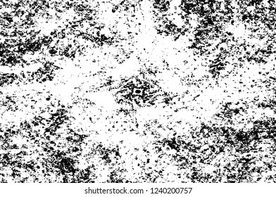 Grunge overlay layer. Abstract black and white vector background. Monochrome vintage surface with dirty pattern in cracks, spots, dots. Old wall in dark horror style design
