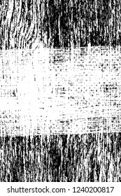 Grunge overlay layer. Abstract black and white vector background. Monochrome vintage surface with dirty pattern in cracks, spots, dots. Old wall in dark horror style design