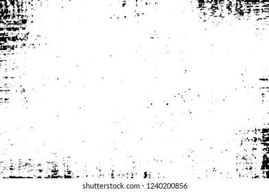 Grunge overlay layer. Abstract black and white vector background. Monochrome vintage surface with dirty pattern in cracks, spots, dots. Old wall in dark horror style design