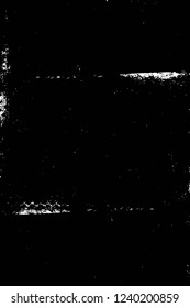 Grunge overlay layer. Abstract black and white vector background. Monochrome vintage surface with dirty pattern in cracks, spots, dots. Old wall in dark horror style design