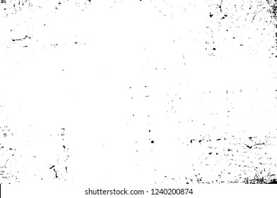Grunge overlay layer. Abstract black and white vector background. Monochrome vintage surface with dirty pattern in cracks, spots, dots. Old wall in dark horror style design