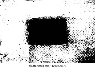 Grunge overlay layer. Abstract black and white vector background. Monochrome vintage surface with dirty pattern in cracks, spots, dots. Old wall in dark horror style design