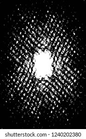 Grunge overlay layer. Abstract black and white vector background. Monochrome vintage surface with dirty pattern in cracks, spots, dots. Old wall in dark horror style design