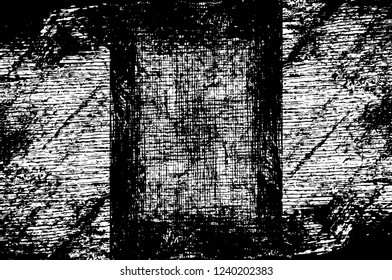 Grunge overlay layer. Abstract black and white vector background. Monochrome vintage surface with dirty pattern in cracks, spots, dots. Old wall in dark horror style design