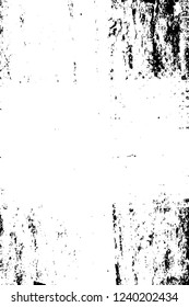 Grunge overlay layer. Abstract black and white vector background. Monochrome vintage surface with dirty pattern in cracks, spots, dots. Old wall in dark horror style design