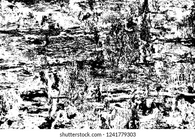 Grunge overlay layer. Abstract black and white vector background. Monochrome vintage surface with dirty pattern in cracks, spots, dots. Old wall in dark horror style design