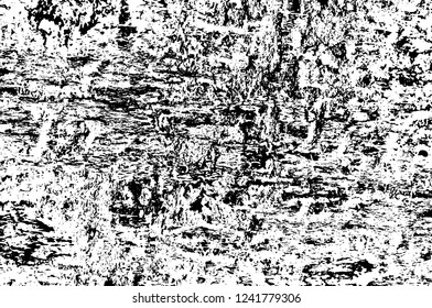 Grunge overlay layer. Abstract black and white vector background. Monochrome vintage surface with dirty pattern in cracks, spots, dots. Old wall in dark horror style design
