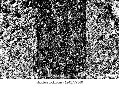 Grunge overlay layer. Abstract black and white vector background. Monochrome vintage surface with dirty pattern in cracks, spots, dots. Old wall in dark horror style design