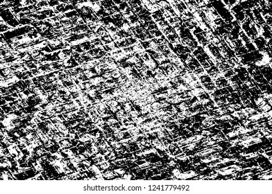 Grunge overlay layer. Abstract black and white vector background. Monochrome vintage surface with dirty pattern in cracks, spots, dots. Old wall in dark horror style design