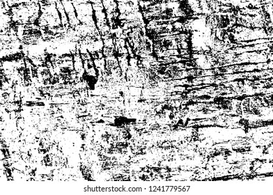 Grunge overlay layer. Abstract black and white vector background. Monochrome vintage surface with dirty pattern in cracks, spots, dots. Old wall in dark horror style design