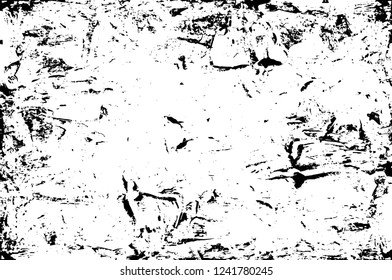Grunge overlay layer. Abstract black and white vector background. Monochrome vintage surface with dirty pattern in cracks, spots, dots. Old wall in dark horror style design
