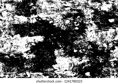 Grunge overlay layer. Abstract black and white vector background. Monochrome vintage surface with dirty pattern in cracks, spots, dots. Old wall in dark horror style design