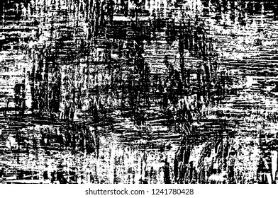 Grunge overlay layer. Abstract black and white vector background. Monochrome vintage surface with dirty pattern in cracks, spots, dots. Old wall in dark horror style design