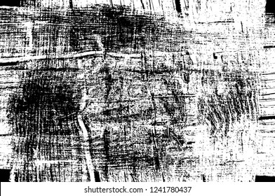 Grunge overlay layer. Abstract black and white vector background. Monochrome vintage surface with dirty pattern in cracks, spots, dots. Old wall in dark horror style design