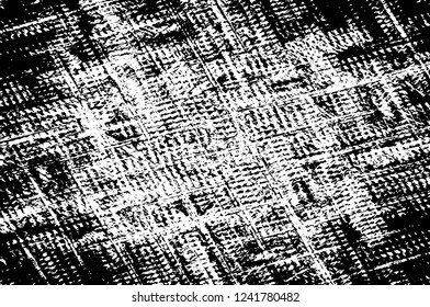 Grunge overlay layer. Abstract black and white vector background. Monochrome vintage surface with dirty pattern in cracks, spots, dots. Old wall in dark horror style design