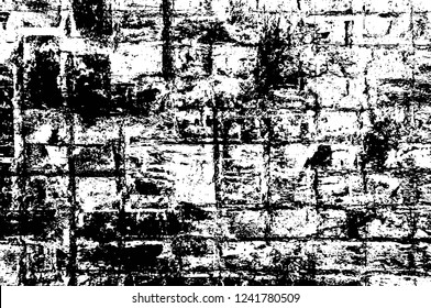 Grunge overlay layer. Abstract black and white vector background. Monochrome vintage surface with dirty pattern in cracks, spots, dots. Old wall in dark horror style design