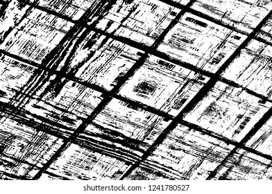 Grunge overlay layer. Abstract black and white vector background. Monochrome vintage surface with dirty pattern in cracks, spots, dots. Old wall in dark horror style design
