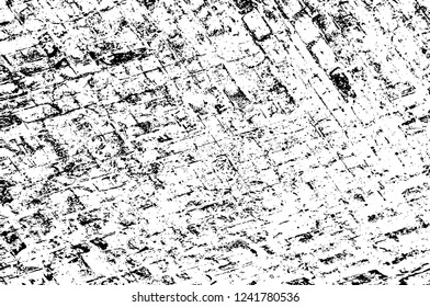 Grunge overlay layer. Abstract black and white vector background. Monochrome vintage surface with dirty pattern in cracks, spots, dots. Old wall in dark horror style design