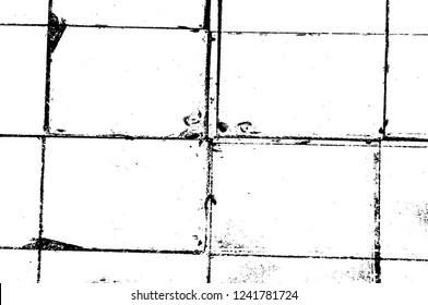 Grunge overlay layer. Abstract black and white vector background. Monochrome vintage surface with dirty pattern in cracks, spots, dots. Old wall in dark horror style design
