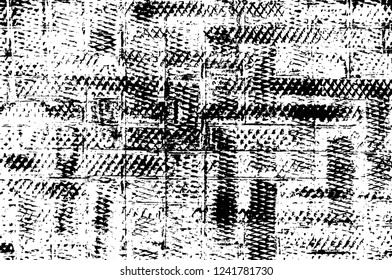 Grunge overlay layer. Abstract black and white vector background. Monochrome vintage surface with dirty pattern in cracks, spots, dots. Old wall in dark horror style design