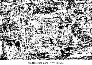 Grunge overlay layer. Abstract black and white vector background. Monochrome vintage surface with dirty pattern in cracks, spots, dots. Old wall in dark horror style design