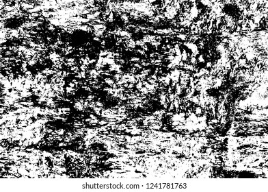 Grunge overlay layer. Abstract black and white vector background. Monochrome vintage surface with dirty pattern in cracks, spots, dots. Old wall in dark horror style design
