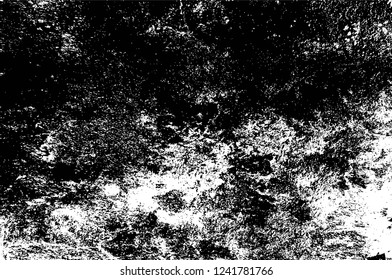 Grunge overlay layer. Abstract black and white vector background. Monochrome vintage surface with dirty pattern in cracks, spots, dots. Old wall in dark horror style design