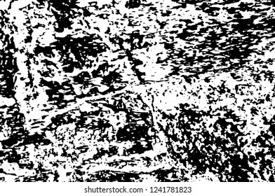 Grunge overlay layer. Abstract black and white vector background. Monochrome vintage surface with dirty pattern in cracks, spots, dots. Old wall in dark horror style design