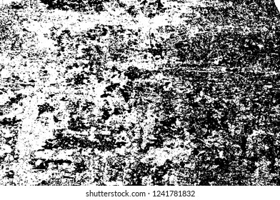 Grunge overlay layer. Abstract black and white vector background. Monochrome vintage surface with dirty pattern in cracks, spots, dots. Old wall in dark horror style design