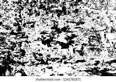 Grunge overlay layer. Abstract black and white vector background. Monochrome vintage surface with dirty pattern in cracks, spots, dots. Old wall in dark horror style design