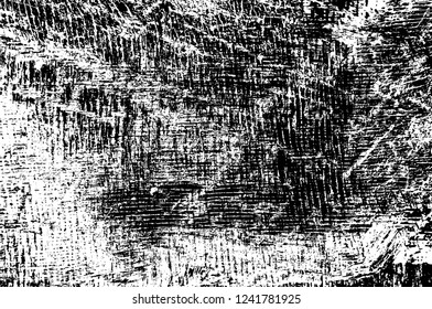 Grunge overlay layer. Abstract black and white vector background. Monochrome vintage surface with dirty pattern in cracks, spots, dots. Old wall in dark horror style design