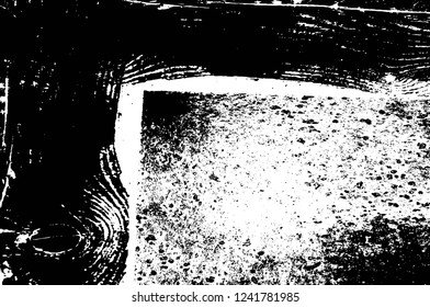 Grunge overlay layer. Abstract black and white vector background. Monochrome vintage surface with dirty pattern in cracks, spots, dots. Old wall in dark horror style design