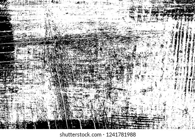 Grunge overlay layer. Abstract black and white vector background. Monochrome vintage surface with dirty pattern in cracks, spots, dots. Old wall in dark horror style design