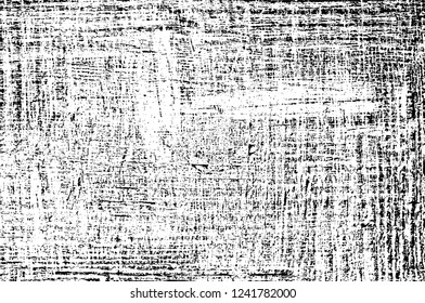 Grunge overlay layer. Abstract black and white vector background. Monochrome vintage surface with dirty pattern in cracks, spots, dots. Old wall in dark horror style design