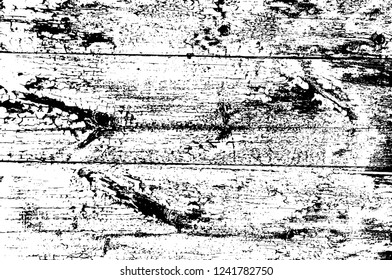 Grunge overlay layer. Abstract black and white vector background. Monochrome vintage surface with dirty pattern in cracks, spots, dots. Old wall in dark horror style design