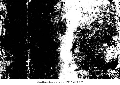 Grunge overlay layer. Abstract black and white vector background. Monochrome vintage surface with dirty pattern in cracks, spots, dots. Old wall in dark horror style design