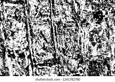 Grunge overlay layer. Abstract black and white vector background. Monochrome vintage surface with dirty pattern in cracks, spots, dots. Old wall in dark horror style design