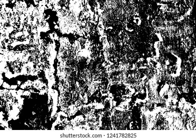 Grunge overlay layer. Abstract black and white vector background. Monochrome vintage surface with dirty pattern in cracks, spots, dots. Old wall in dark horror style design
