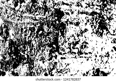 Grunge overlay layer. Abstract black and white vector background. Monochrome vintage surface with dirty pattern in cracks, spots, dots. Old wall in dark horror style design